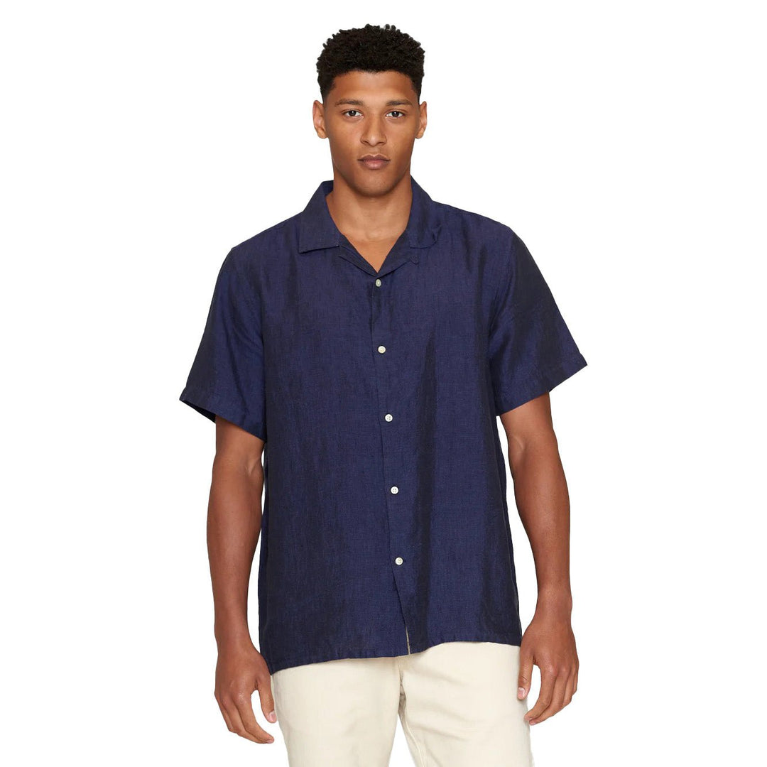 Box Short Sleeve Linen Shirt Total Eclipse - Merchant Menswear