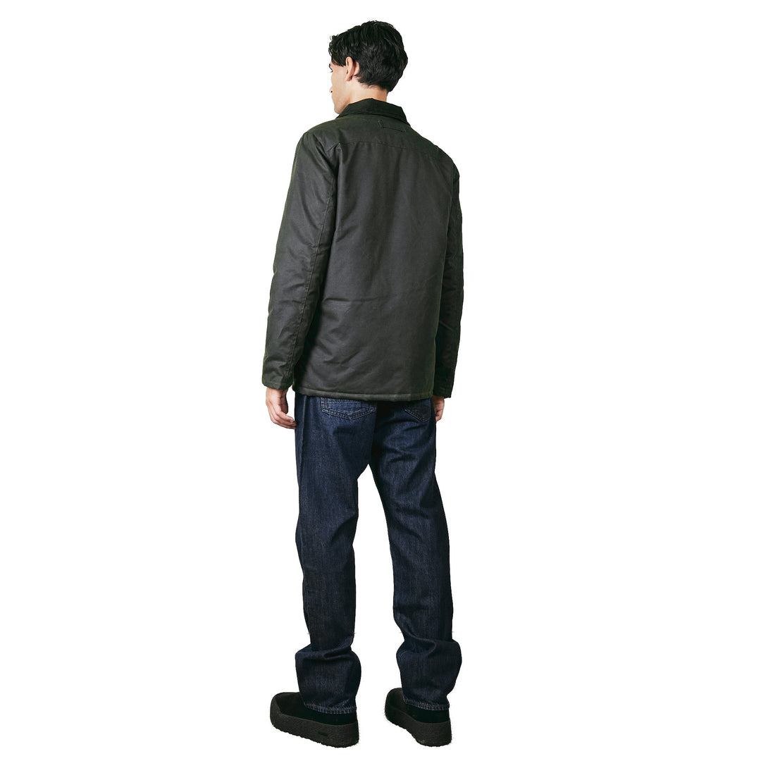 Brixtol Textiles Curtis Wax Cotton Coat Olive - Merchant Menswear