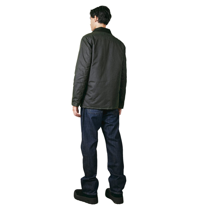 Brixtol Textiles Curtis Wax Cotton Coat Olive - Merchant Menswear