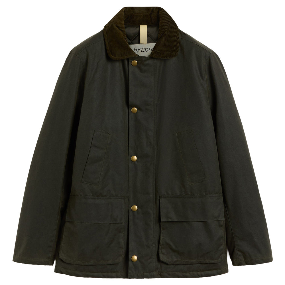 Brixtol Textiles Curtis Wax Cotton Coat Olive - Merchant Menswear