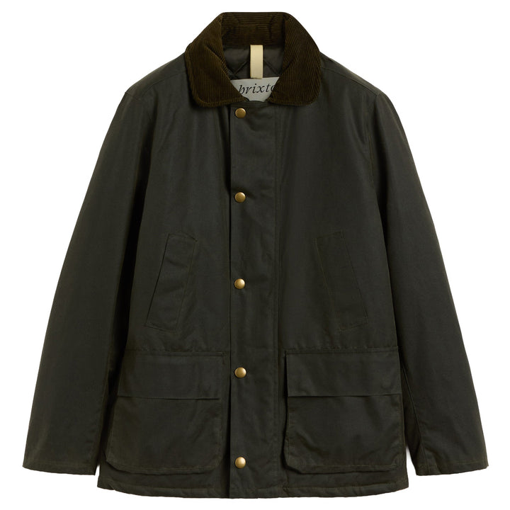 Brixtol Textiles Curtis Wax Cotton Coat Olive - Merchant Menswear