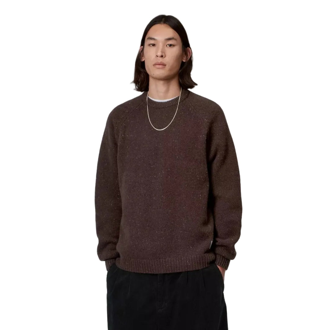 Carhartt WIP Anglistic Wool/Cotton Crew Neck Sweater Speckled Tobacco - Merchant Menswear