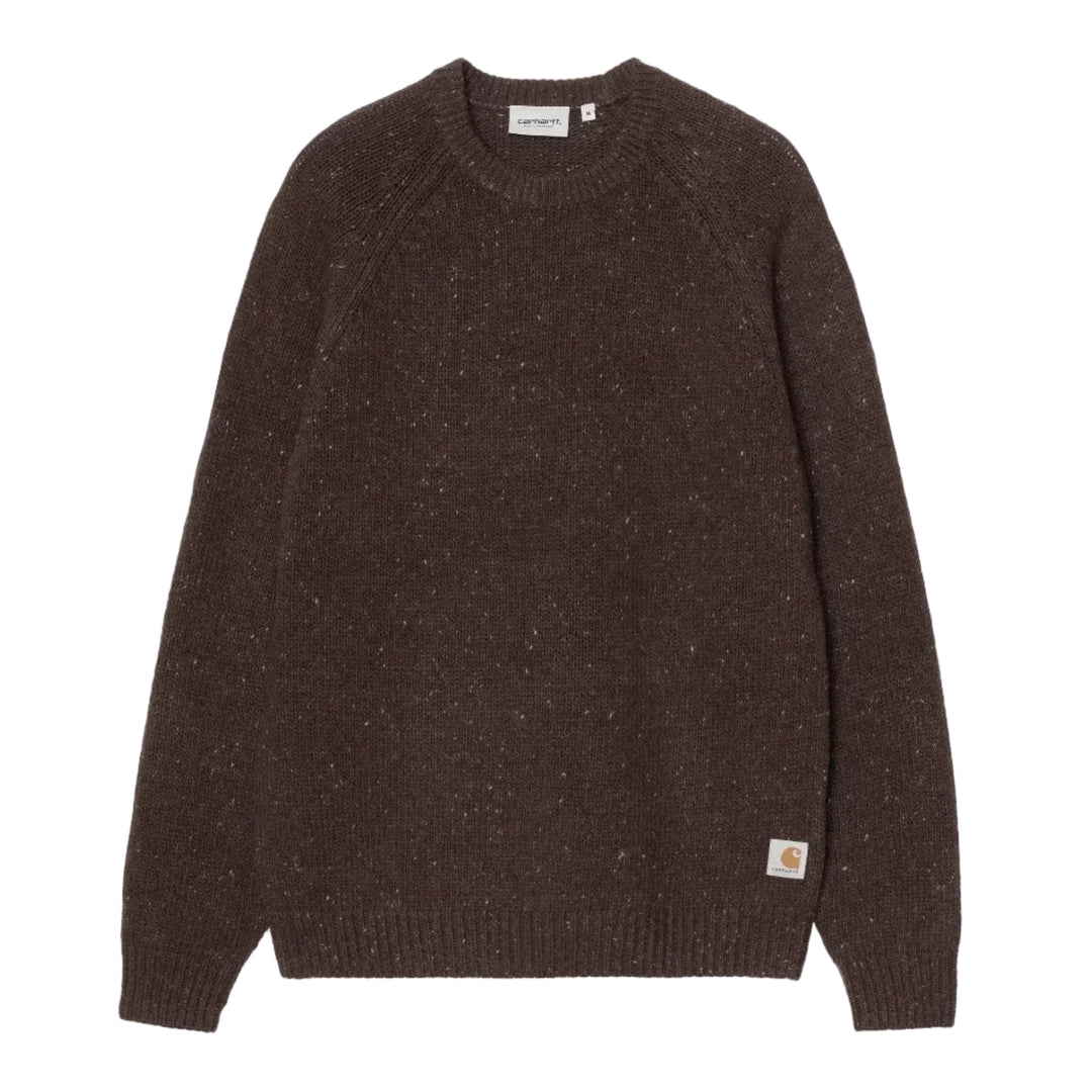 Carhartt WIP Anglistic Wool/Cotton Crew Neck Sweater Speckled Tobacco - Merchant Menswear