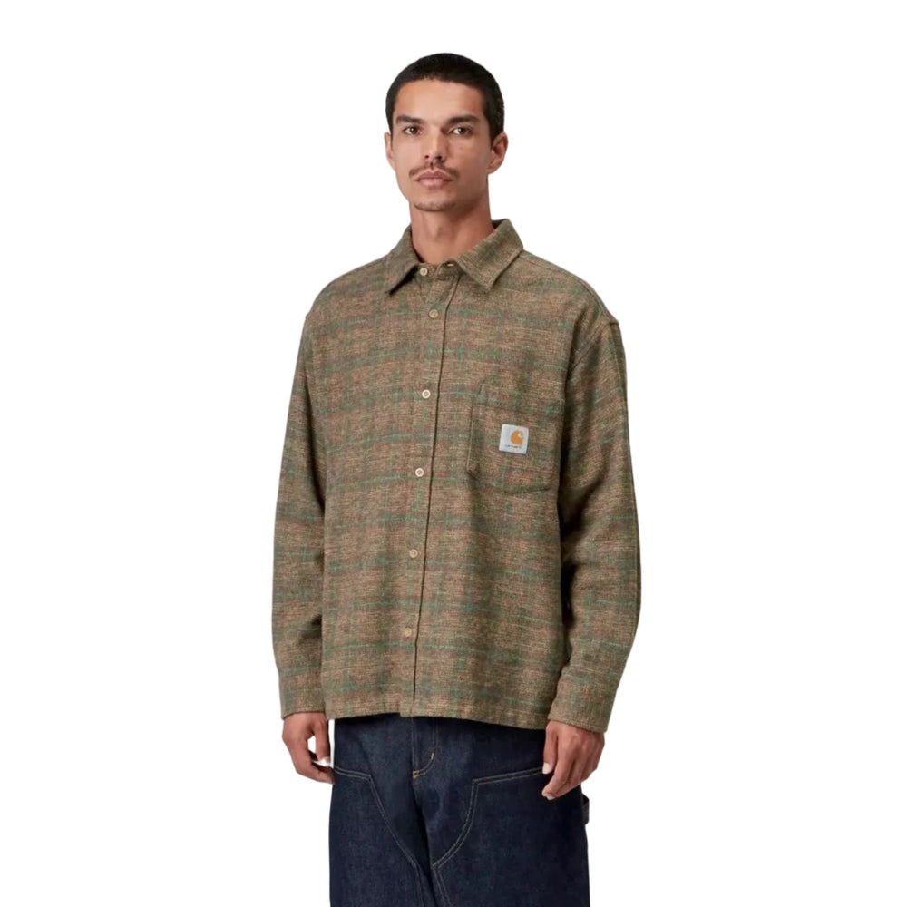 Carhartt WIP Bagley Cotton Check Shirt Hamilton Brown - Merchant Menswear