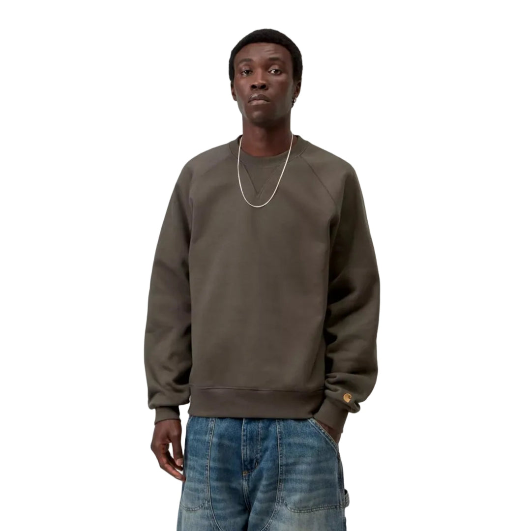 Carhartt WIP Chase Sweatshirt In Shungite/Gold - Merchant Menswear