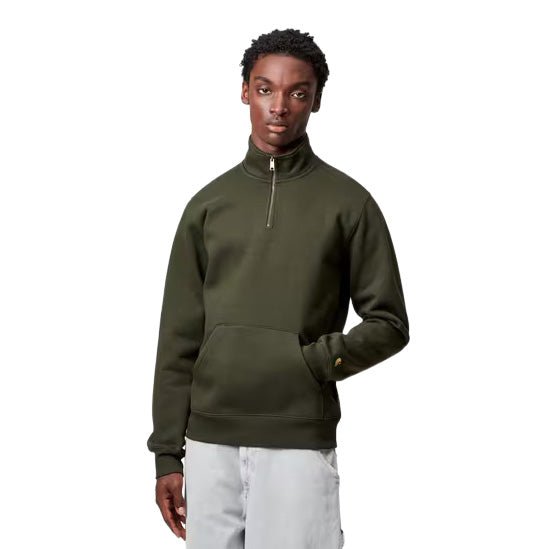 Carhartt WIP Chase Zip Neck Sweat Olive/Gold - Merchant Menswear
