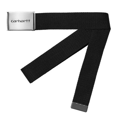 Carhartt WIP Clip Belt Chrome Black - Merchant Menswear