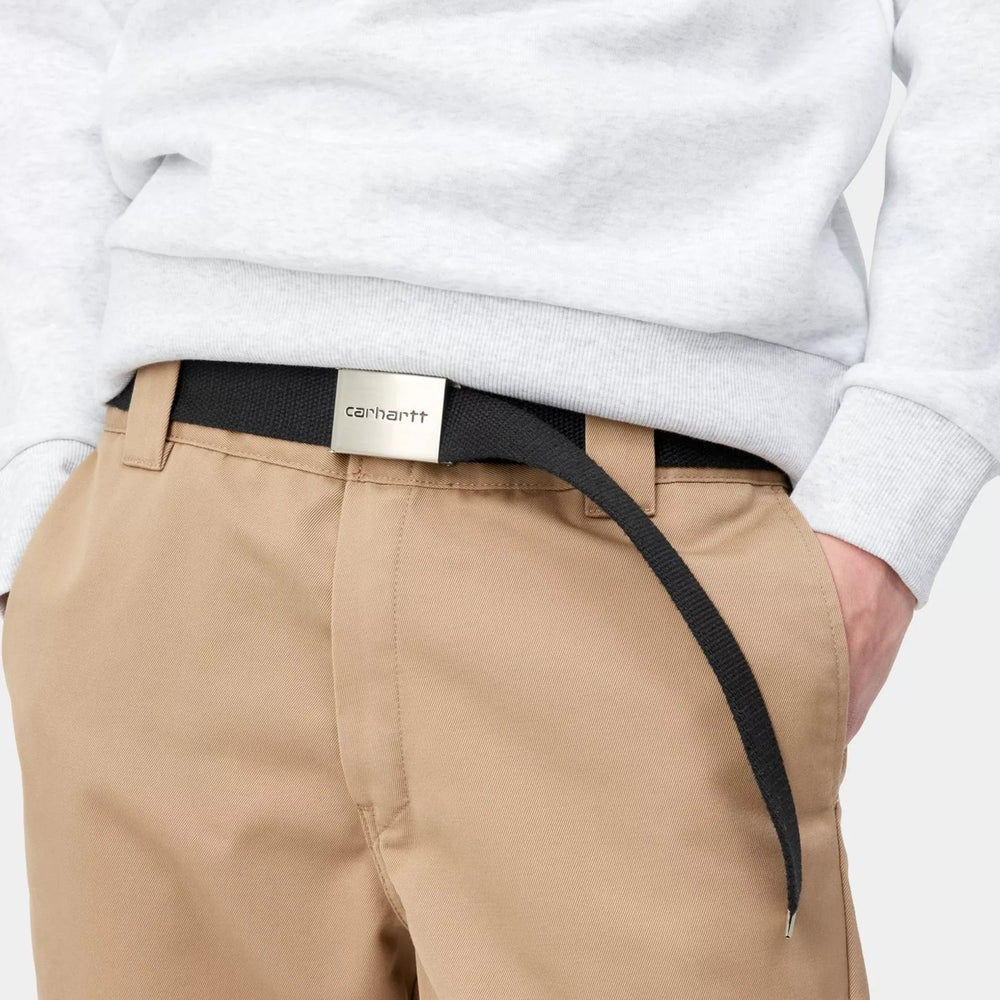 Carhartt WIP Clip Belt Chrome Black - Merchant Menswear