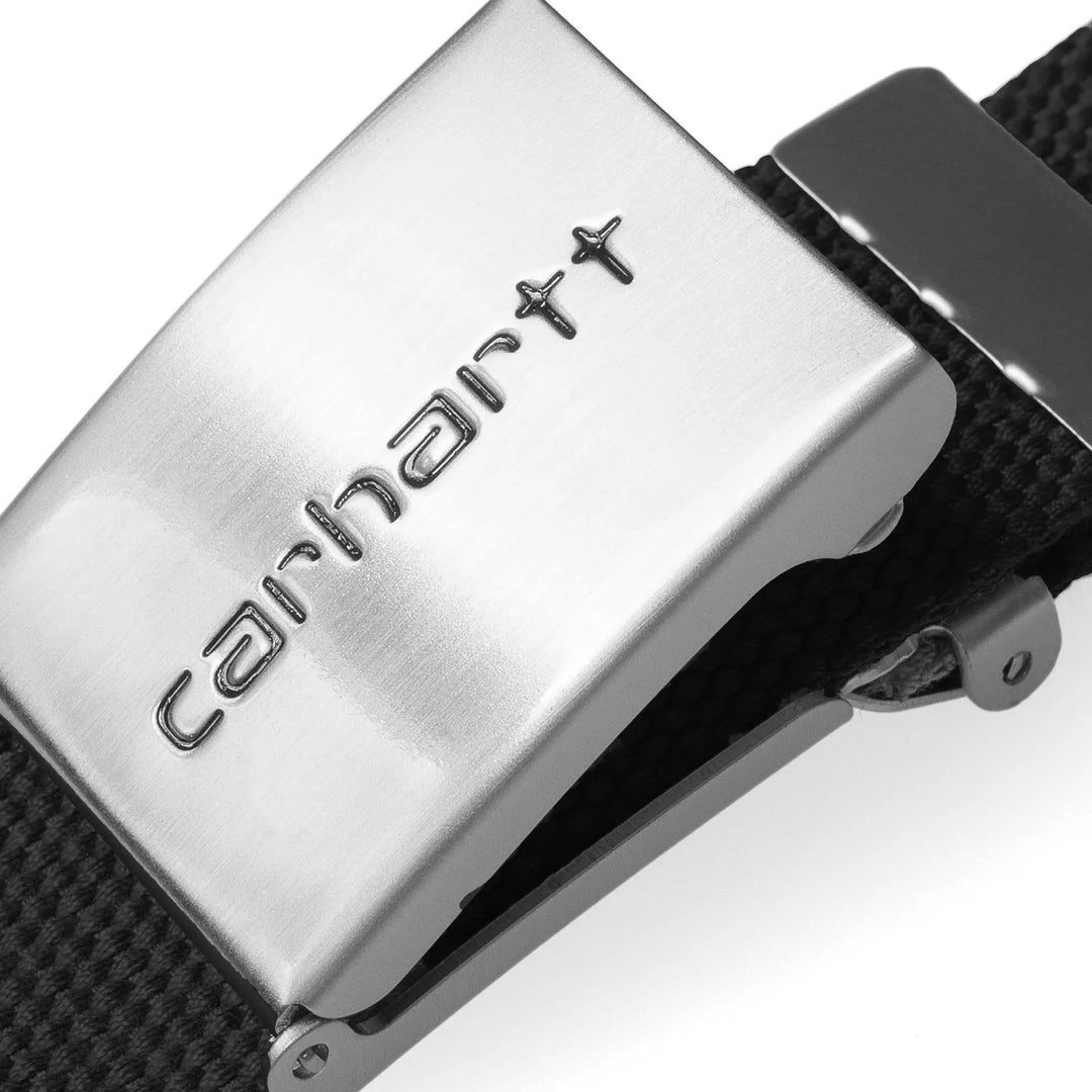 Carhartt WIP Clip Belt Chrome Black - Merchant Menswear