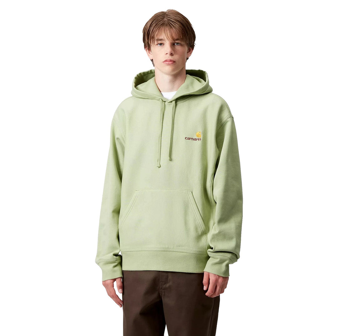 Carhartt WIP Hooded American Script Sweat Pale Olive - Merchant Menswear