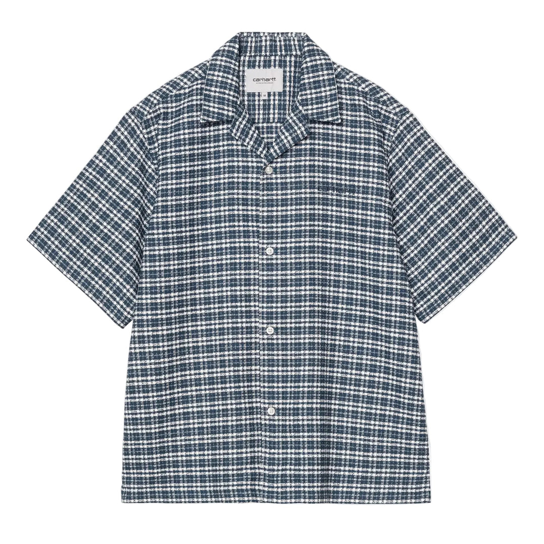 Carhartt WIP Kander Cotton Waffle Check Shirt Blue River - Merchant Menswear