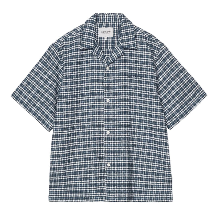 Carhartt WIP Kander Cotton Waffle Check Shirt Blue River - Merchant Menswear