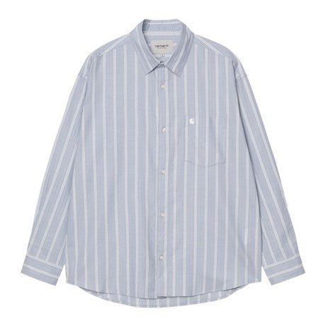 Carhartt WIP L/S Beale Dobby Beale Stripe Gentle Blue/White - Merchant Menswear