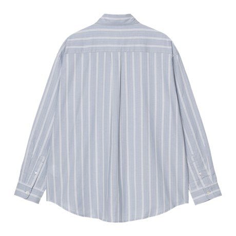 Carhartt WIP L/S Beale Dobby Beale Stripe Gentle Blue/White - Merchant Menswear