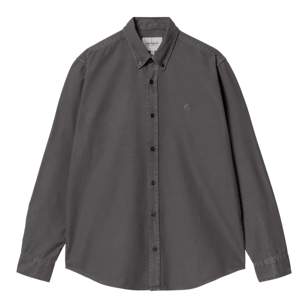 Carhartt WIP L/S Bolton Oxford Shirt Graphite Garment Dye - Merchant Menswear