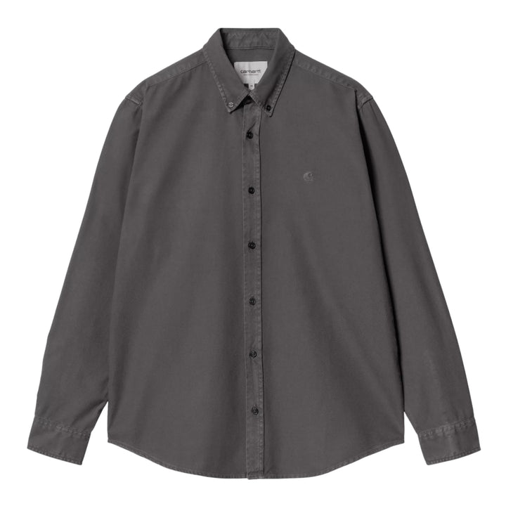 Carhartt WIP L/S Bolton Oxford Shirt Graphite Garment Dye - Merchant Menswear