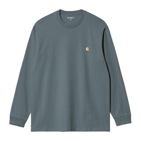 Carhartt WIP L/S Chase T-Shirt Cozy Blue/Gold - Merchant Menswear