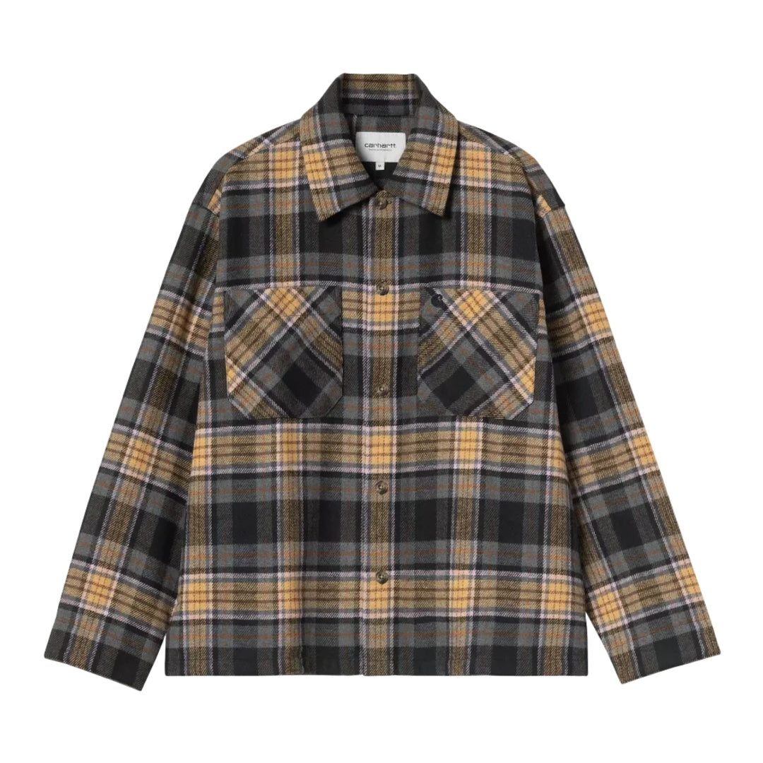 Carhartt WIP L/S Parson Check Shirt Polyester/Wool Dusty Hamilton Brown - Merchant Menswear