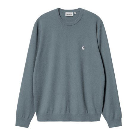Carhartt WIP Madison Cotton Sweater Velvet Blue/White - Merchant Menswear