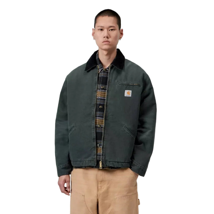 Carhartt WIP OG Detroit Jacket Dearborn Canvas Raven/Black Stone Canvas - Merchant Menswear