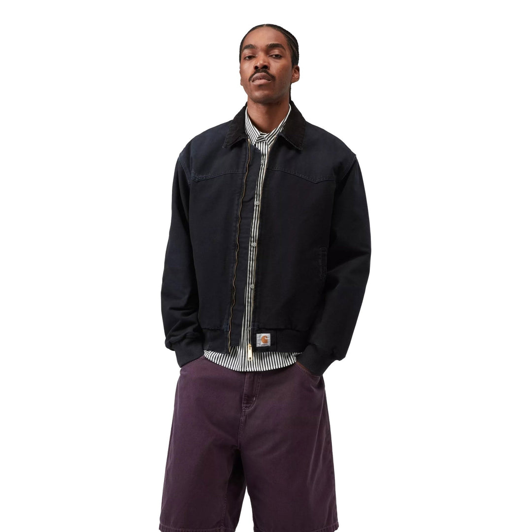 Carhartt WIP OG Santa Fe Jacket - Dearborn Canvas Black Grind Wash - Merchant Menswear