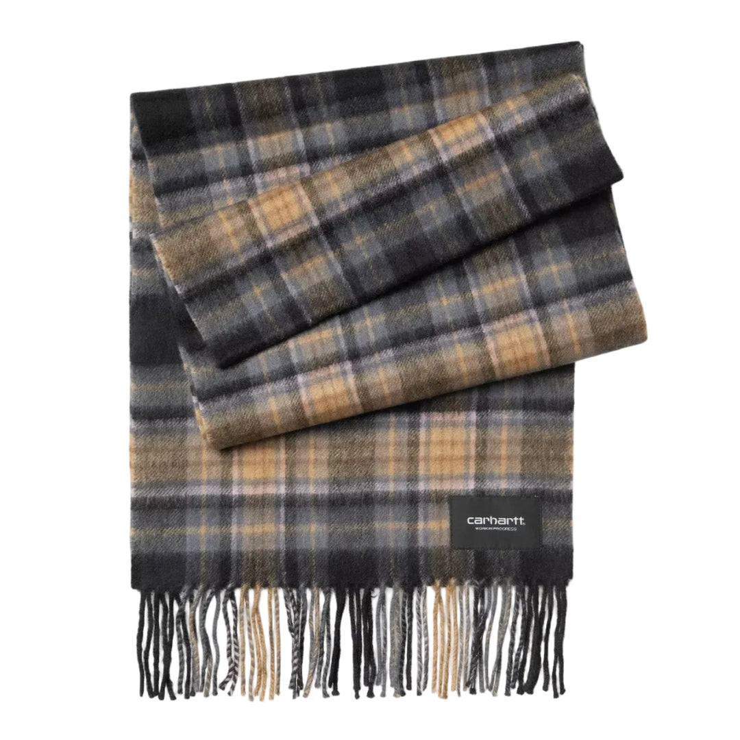 Carhartt WIP Parson Wool/Polyester Check Scarf Dusty Hamilton Brown - Merchant Menswear