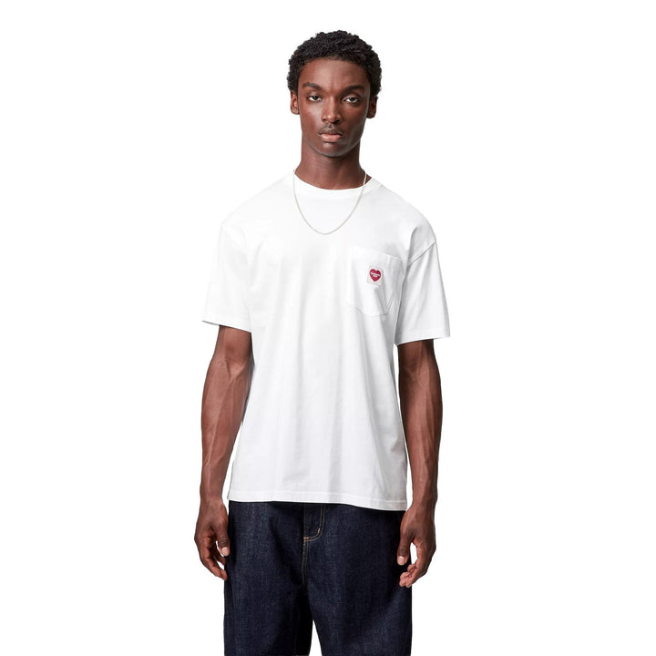 Carhartt WIP Pocket Heart T-Shirt White / Red - Merchant Menswear