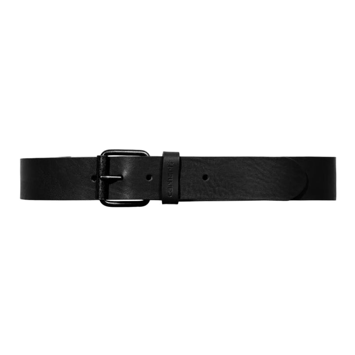 Carhartt WIP Script Leather Belt Black/Black - Merchant Menswear