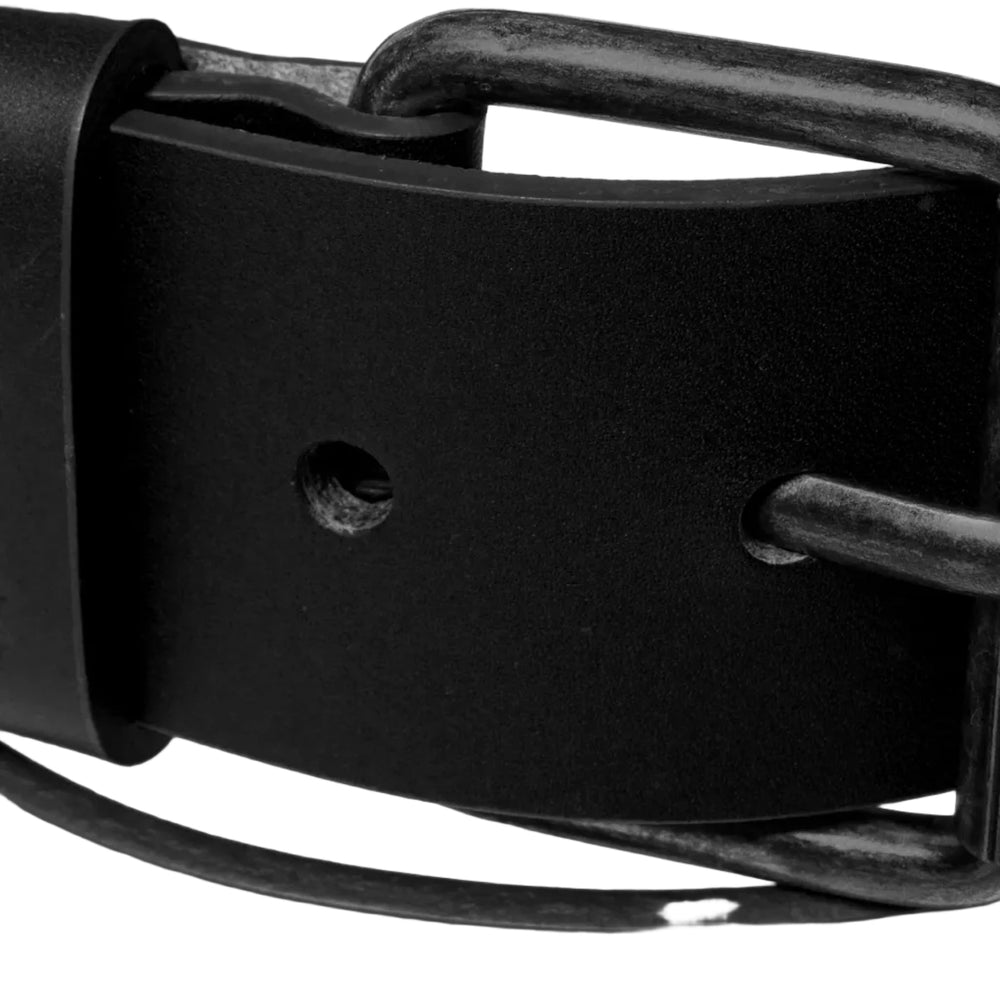 Carhartt WIP Script Leather Belt Black/Black - Merchant Menswear