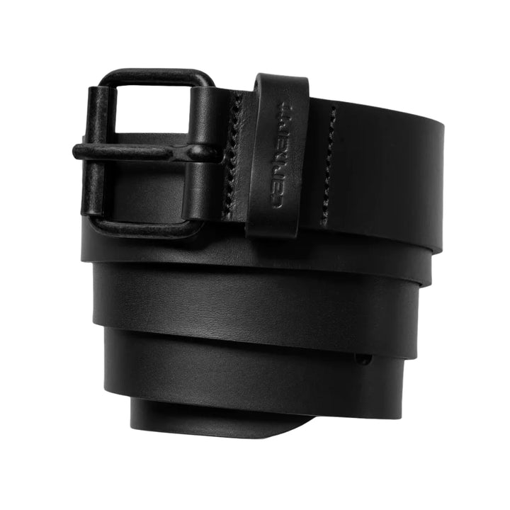Carhartt WIP Script Leather Belt Black/Black - Merchant Menswear