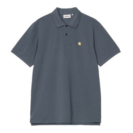 Carhartt WIP S/S Chase Pique Polo Cozy Blue/Gold - Merchant Menswear