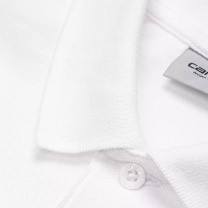 Carhartt WIP S/S Chase Pique Polo White/Gold - Merchant Menswear