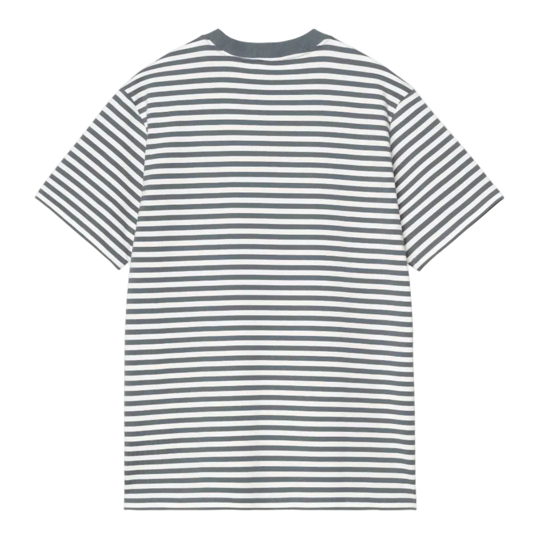 Carhartt WIP S/S Ezra Pocket Tee Cozy Blue /Wax Stripe - Merchant Menswear
