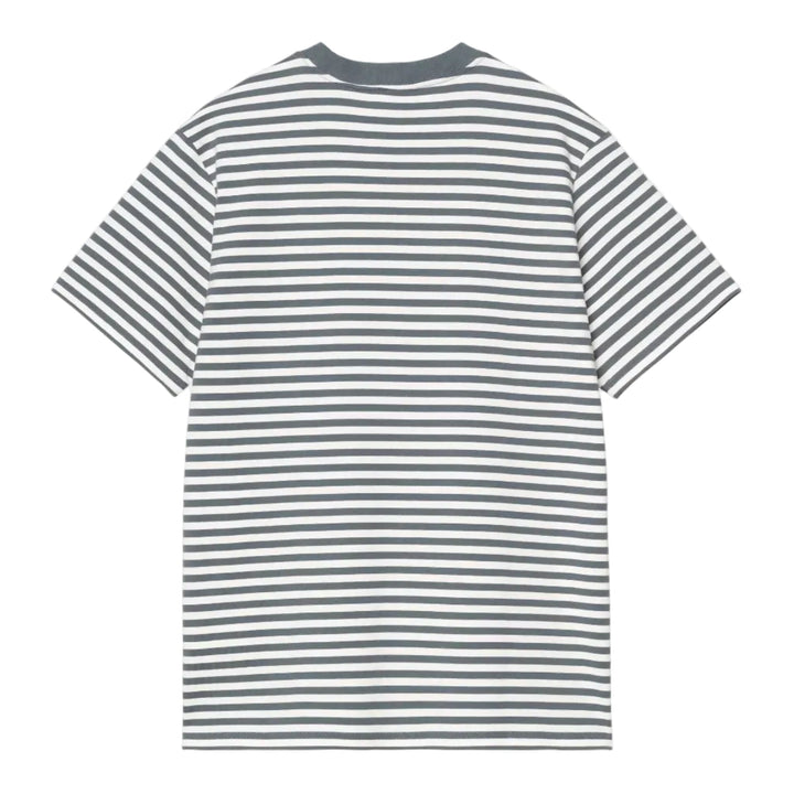 Carhartt WIP S/S Ezra Pocket Tee Cozy Blue /Wax Stripe - Merchant Menswear