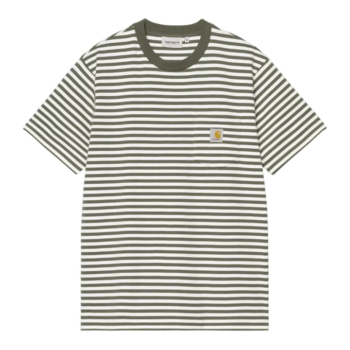 Carhartt WIP S/S Ezra Pocket Tee Leaf /Wax Stripe - Merchant Menswear