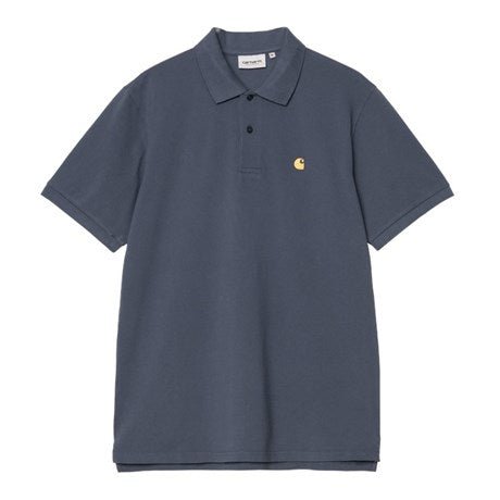 Chase Pique Garment Wash Polo Dusky Blue / Gold - Merchant Menswear