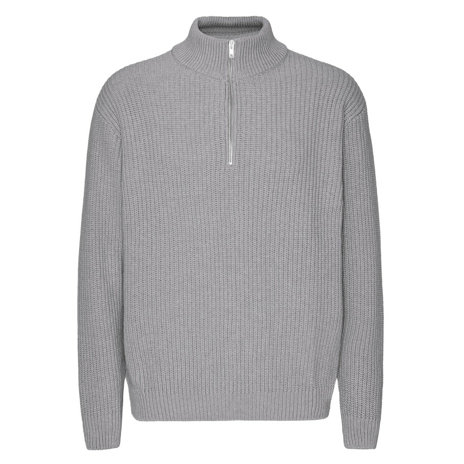 Colorful Standard Classic Merino Wool Quarter Zip Heather Grey - Merchant Menswear