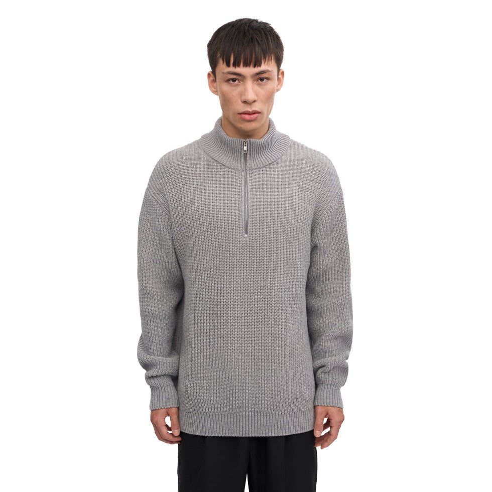 Colorful Standard Classic Merino Wool Quarter Zip Heather Grey - Merchant Menswear