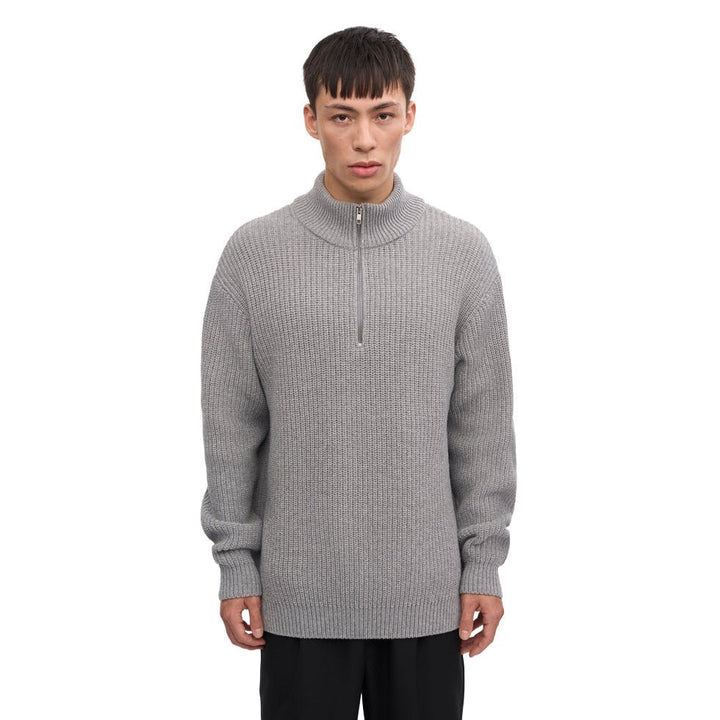 Colorful Standard Classic Merino Wool Quarter Zip Heather Grey - Merchant Menswear