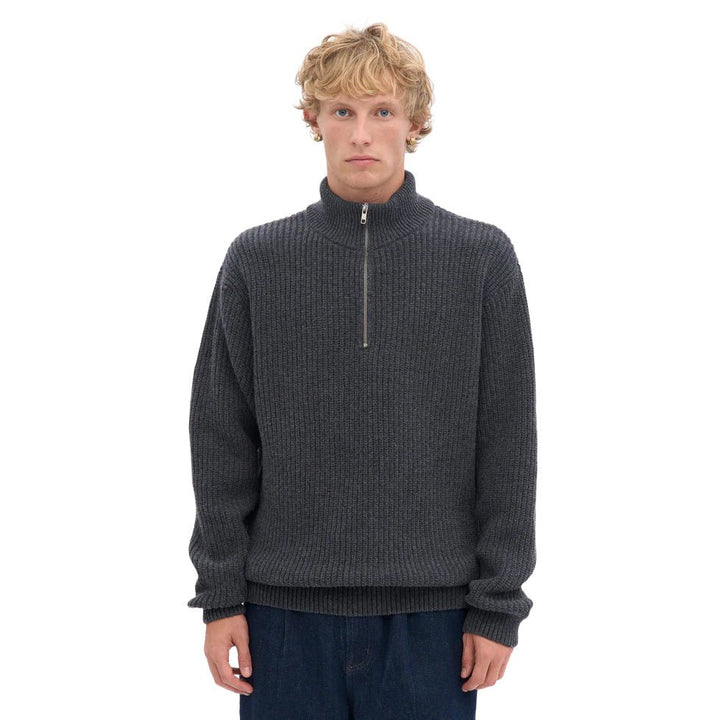 Colorful Standard Classic Merino Wool Quarter Zip Lava Grey - Merchant Menswear