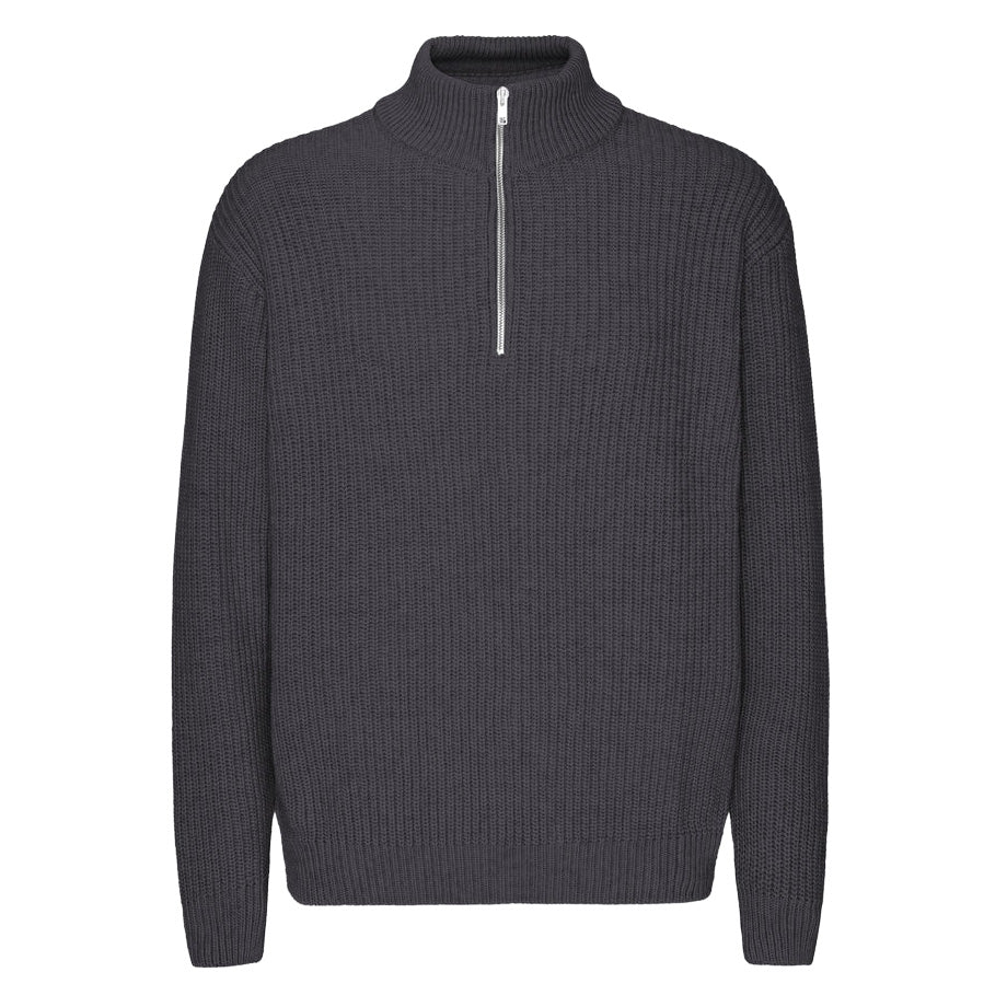 Colorful Standard Classic Merino Wool Quarter Zip Lava Grey - Merchant Menswear