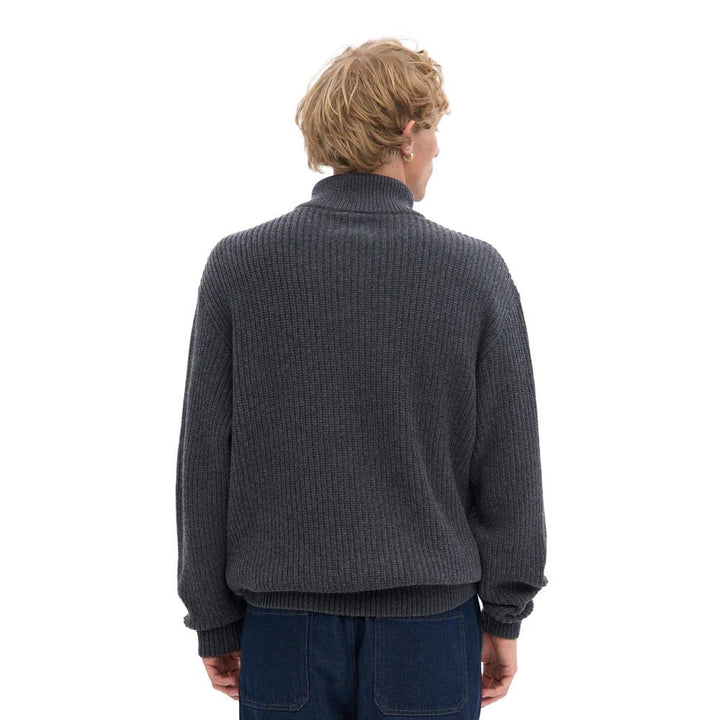 Colorful Standard Classic Merino Wool Quarter Zip Lava Grey - Merchant Menswear