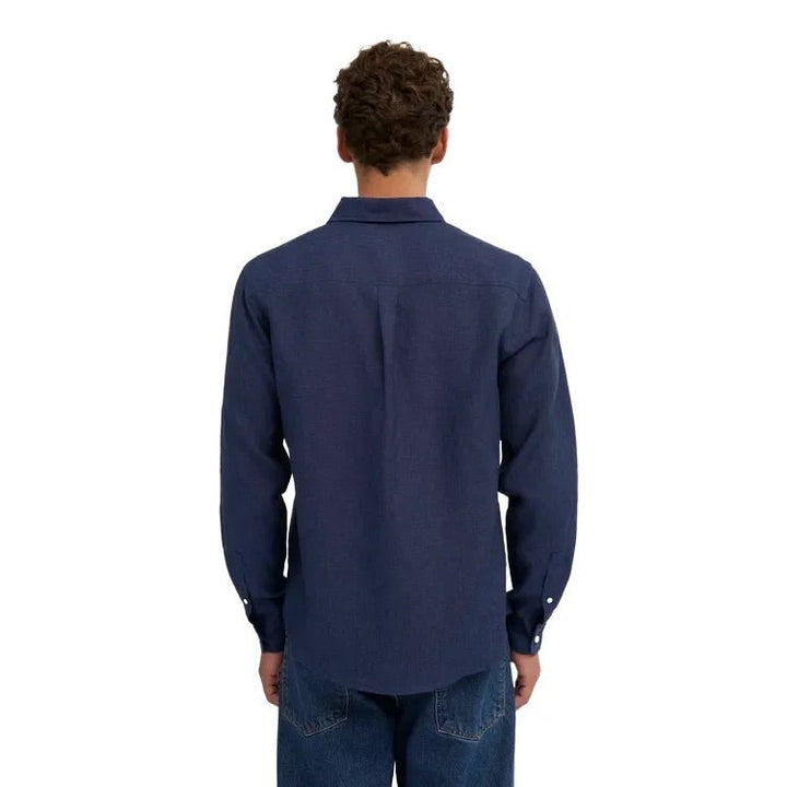 Colorful Standard Long Sleeve Linen Shirt Marine Blue - Merchant Menswear