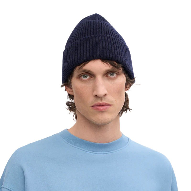 Colorful Standard Merino Wool Beanie - Navy - Merchant Menswear