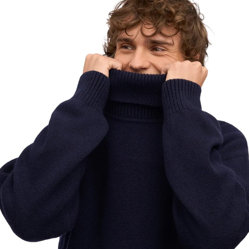 Colorful Standard Merino Wool Turtleneck Navy Blue - Merchant Menswear