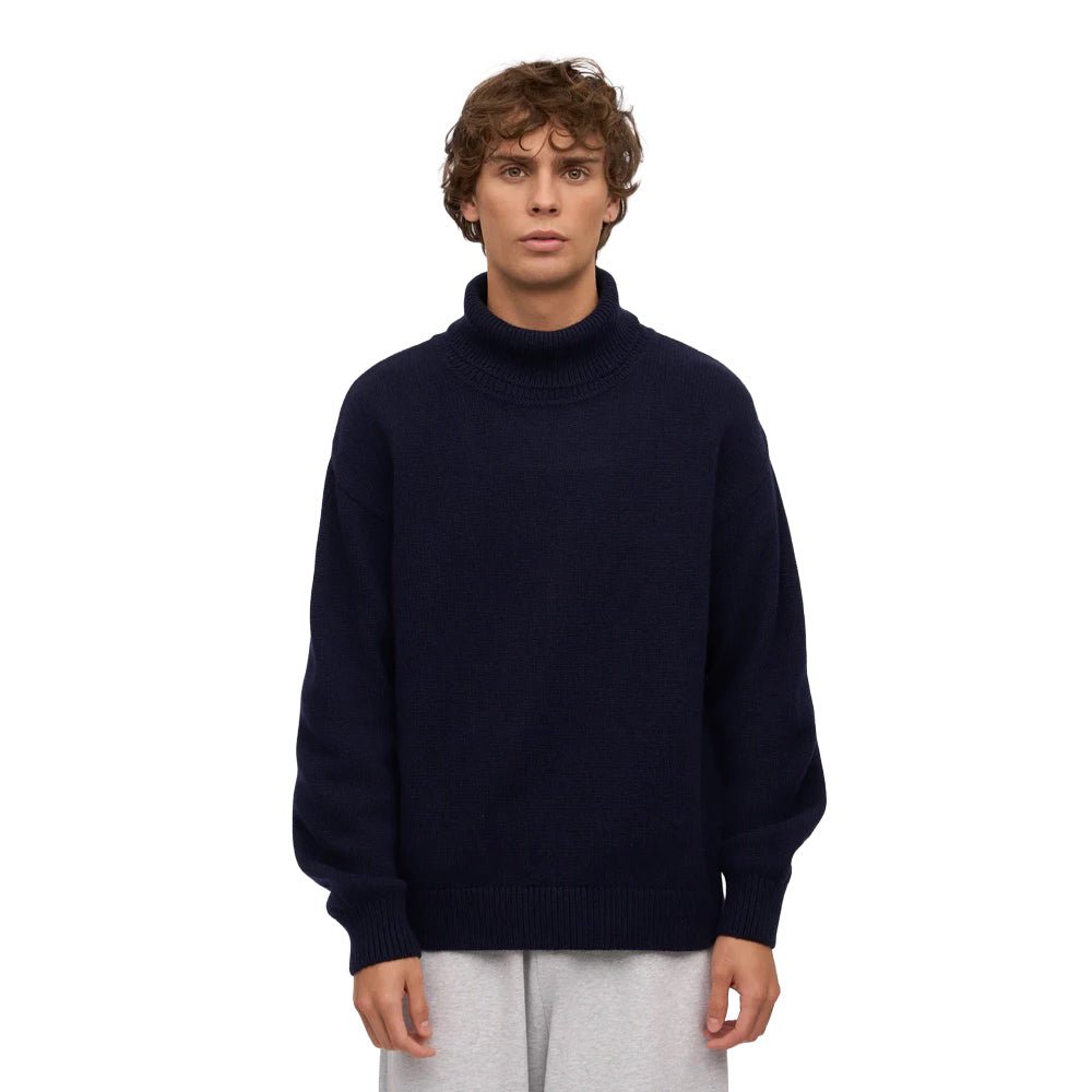 Colorful Standard Merino Wool Turtleneck Navy Blue - Merchant Menswear