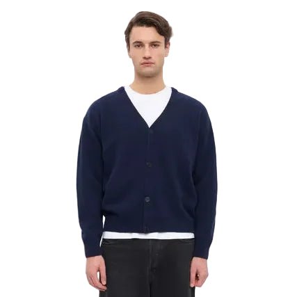 Colorful Standard Merino Wool V-Neck Cardigan Navy Blue - Merchant Menswear