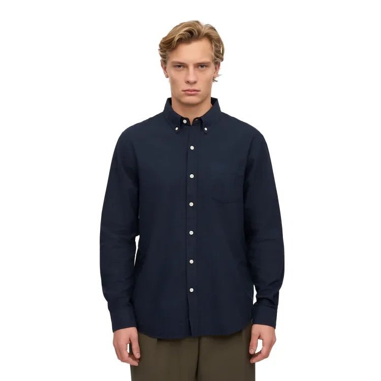 Colorful Standard Organic Cotton Oxford Shirt Navy Blue - Merchant Menswear
