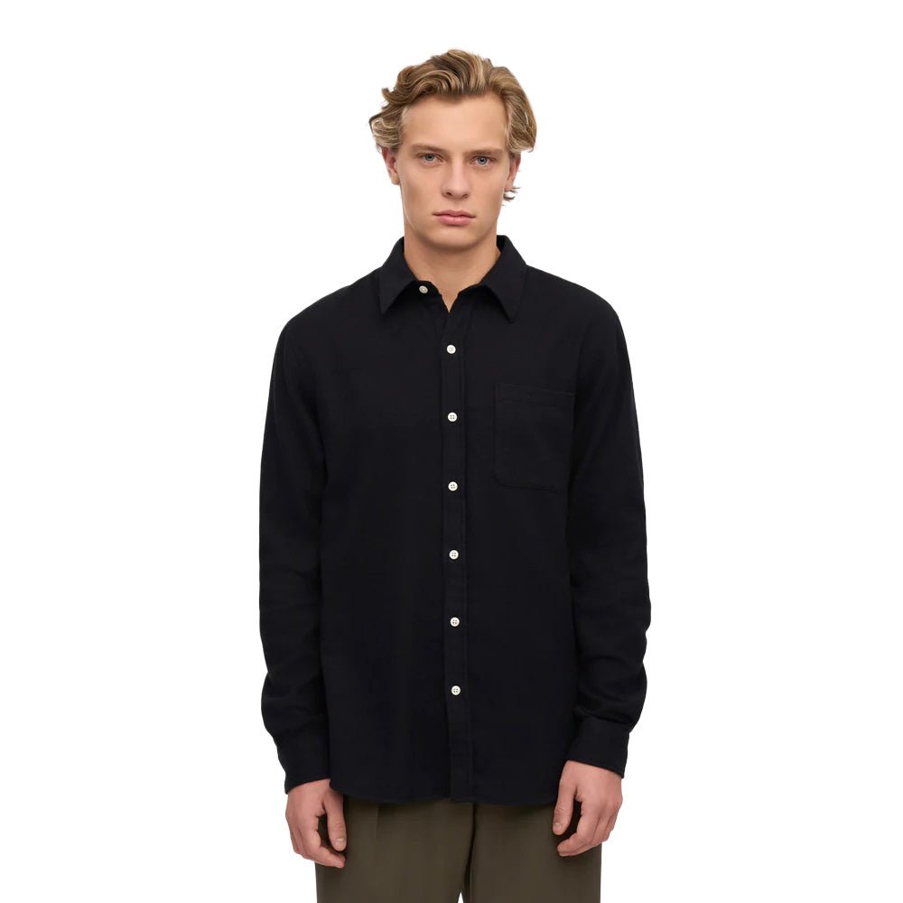 Colorful Standard Organic Flannel Shirt - Deep Black - Merchant Menswear