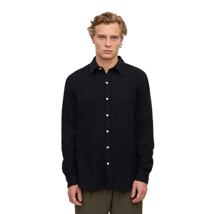 Colorful Standard Organic Flannel Shirt - Deep Black - Merchant Menswear